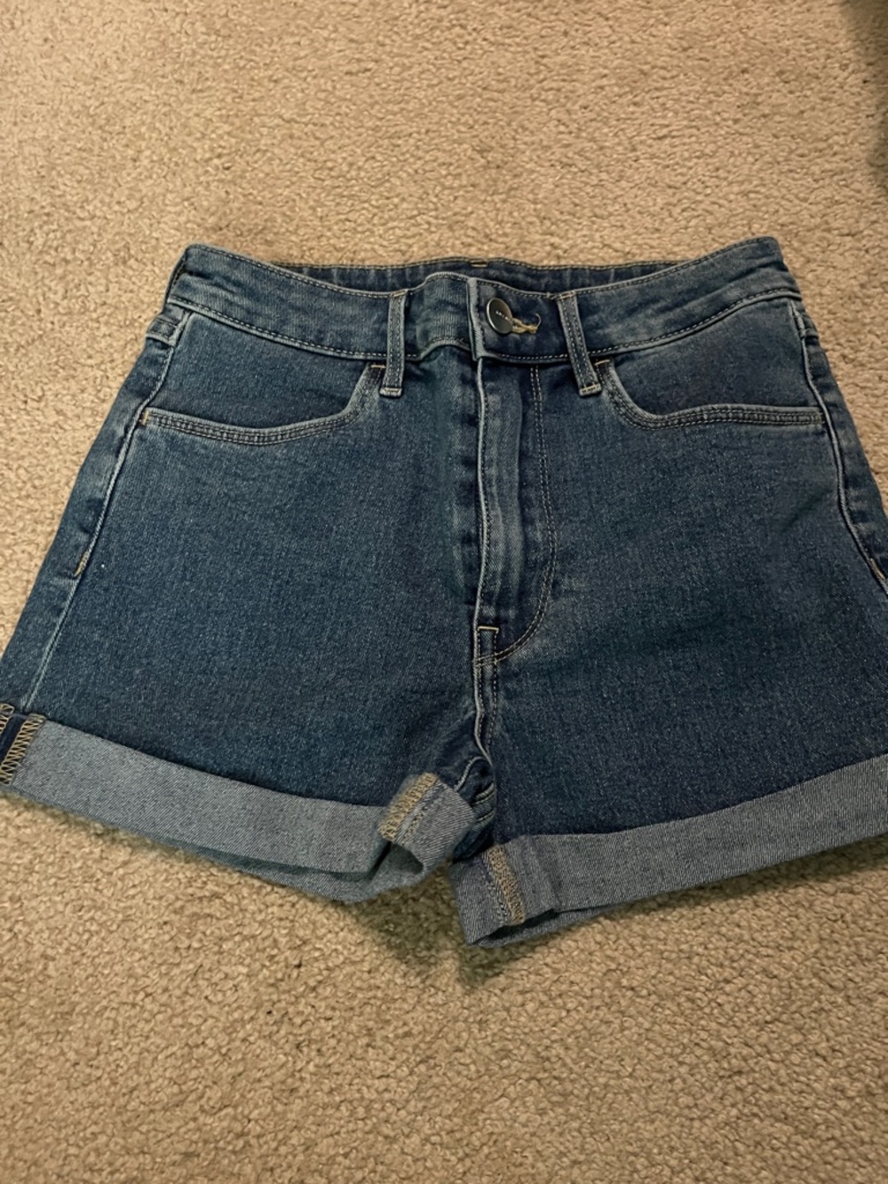H&M Blue Rolled-Hem Denim Shorts